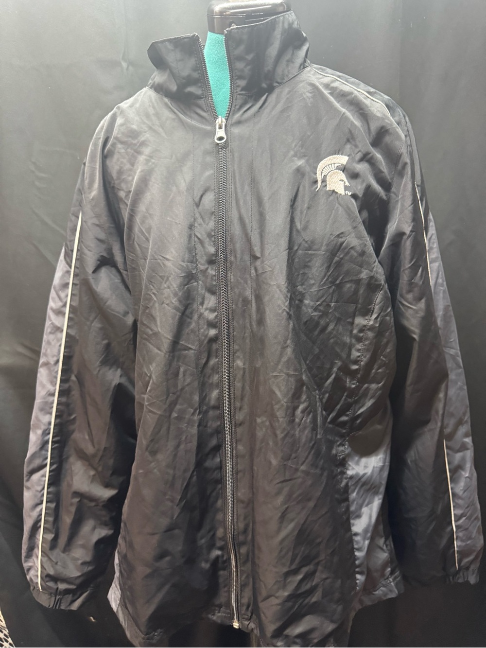 Sport-Tek Black Windbreaker Jacket with White Spartan Logo